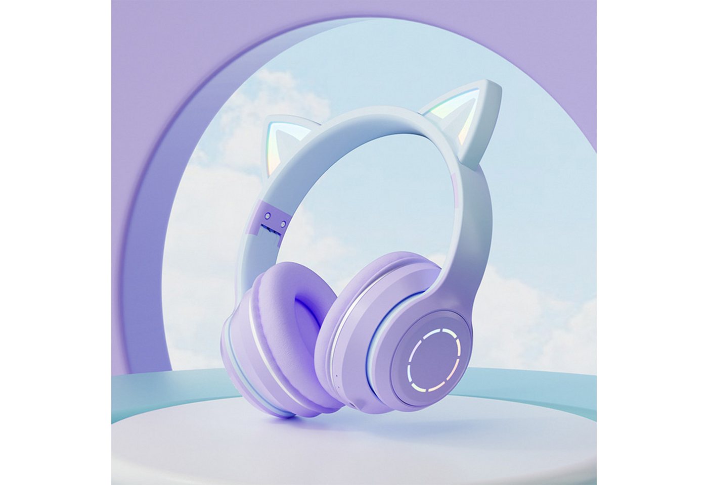 Diida Bluetooth-Kopfhörer,Katzenohr-Kopfhörer,RGB-Licht,Kabelgebundene Over-Ear-Kopfhörer (Faltbares, Ausgestattet mit einem Mikrofon) von Diida
