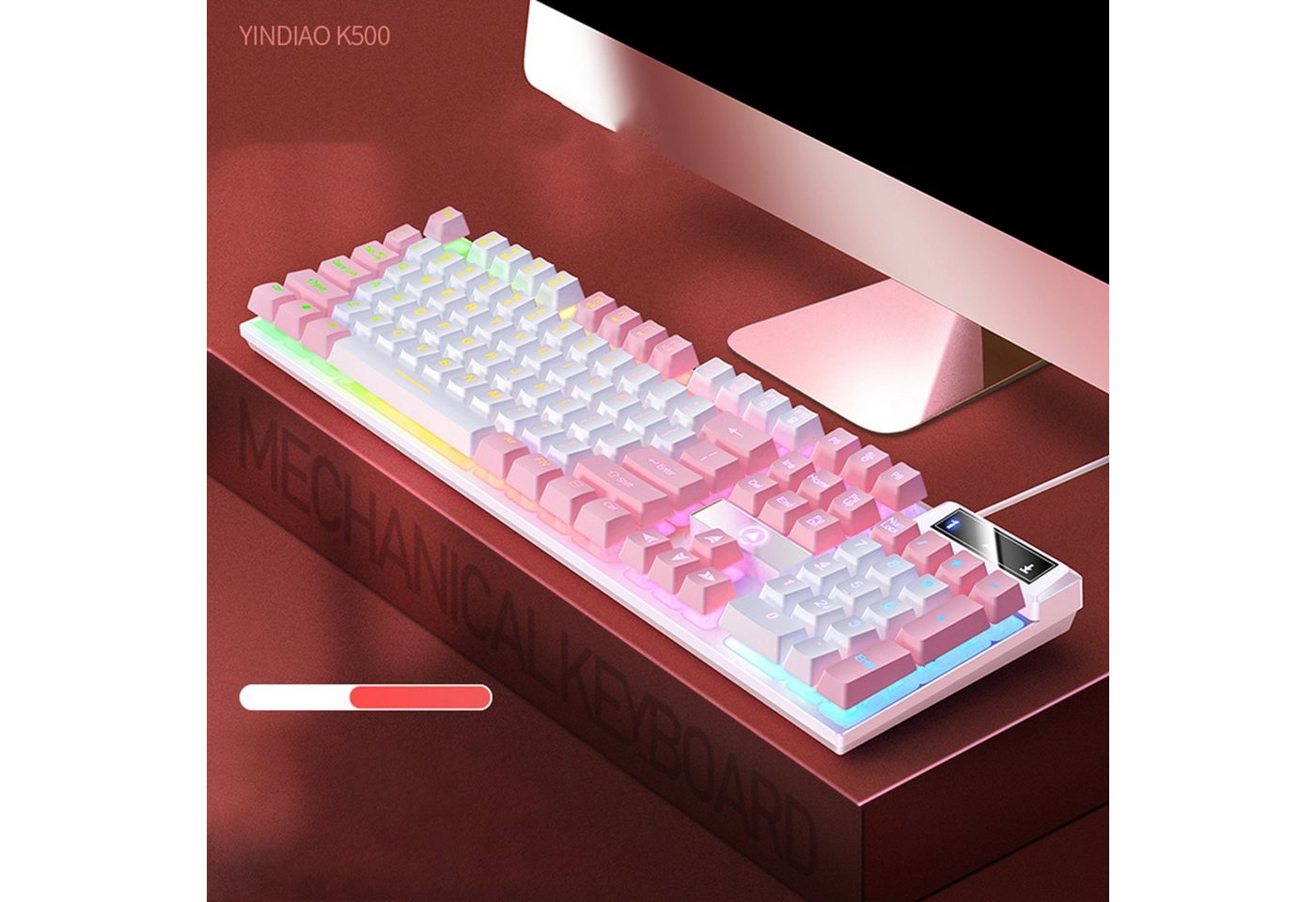 Diida Kabelgebundene Tastatur,Gaming-Tastatur,Zweifarbig,Mechanisches Gefühl Tastatur von Diida