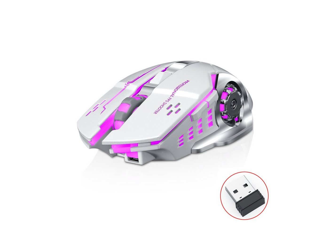 Diida Kabellose Maus,Bluetooth-Maus,2.4GHz,Stumm,Wiederaufladbar Maus (4-Farben-Atemlicht,DPI einstellbar,Drahtlos + Bluetooth-Modus) von Diida