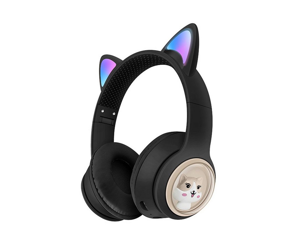 Diida Kinder-Kopfhörer, Katzenohren-Kopfhörer für Mädchen, On-Ear-Kopfhörer Kinder-Kopfhörer (Drahtloses Bluetooth, Farbige LEDs, eingebautes Mikrofon, FM) von Diida