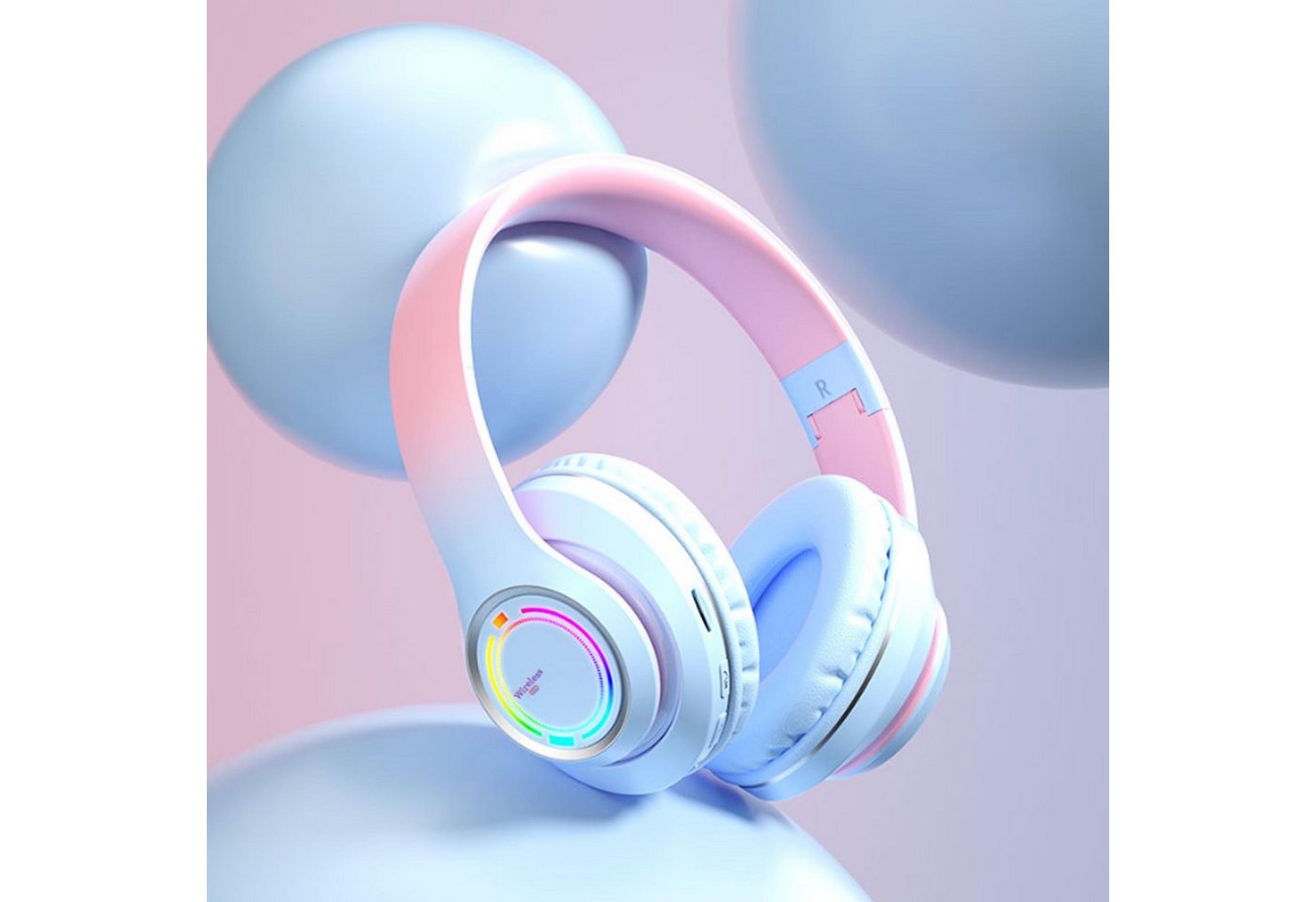 Diida Kopfhörer, Bluetooth-Kopfhörer,Headset,Kopfhörer mit Farbverlauf Headset (bluetooth, Mit 3,5-mm-Audiokabel, kabelgebunden und kabellos) von Diida