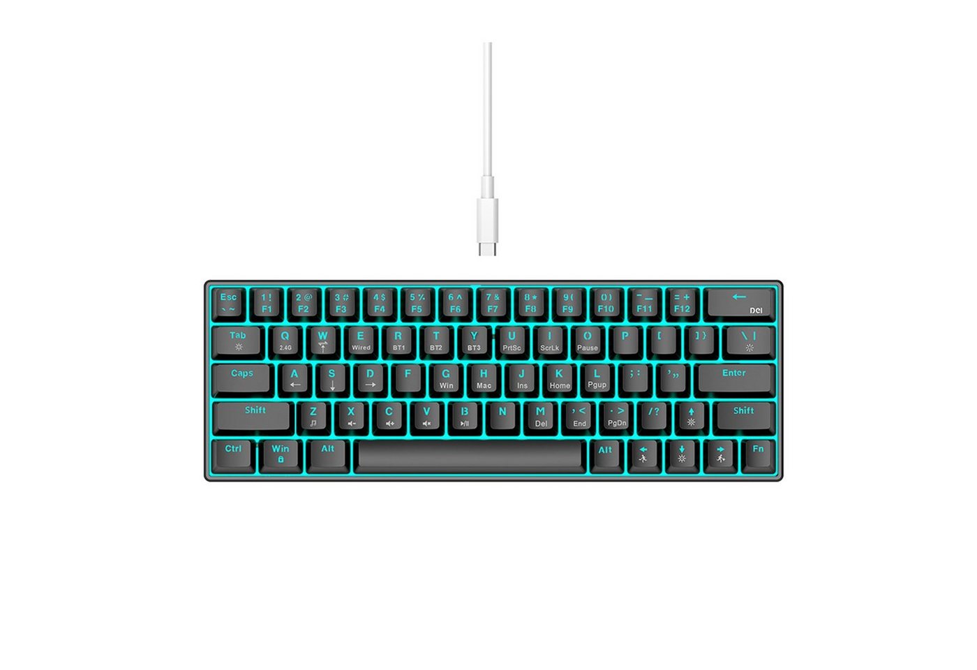 Diida Mechanische Tastatur,USB-Tastatur,63 Tasten,RGB-Hintergrundbeleuchtung Gaming-Tastatur (Trennung von Tastatur und Kabel) von Diida