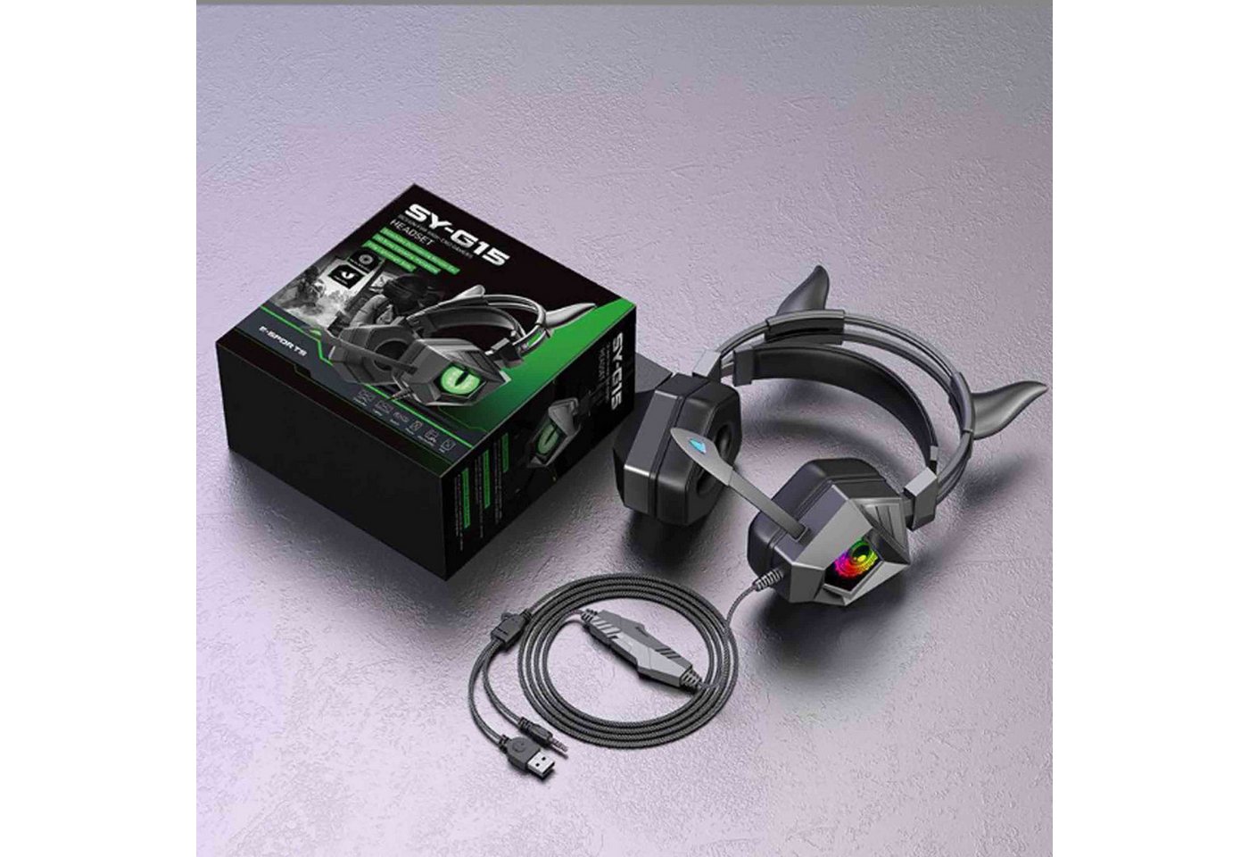 Diida Schnurgebundenes Headset, Gaming-Headset, komfortable Ohrmuscheln Over-Ear-Kopfhörer von Diida