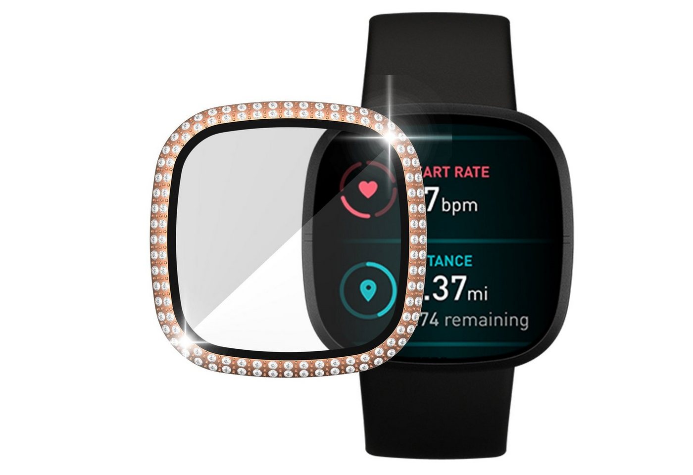 Diida Smartwatch-Hülle Schutzhülle für Fitbit Versa3/Sense,Doppelreihenbohrer von Diida
