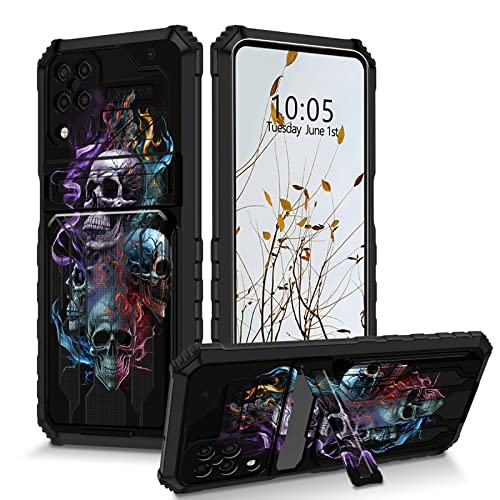 Dikoer Für Samsung A42 5G Hülle mit Ständer - Dual Layer Hard PC Weich TPU Wallet Cover mit Kartenhalter Robuste Stoßfeste Schutzhülle für Samsung Galaxy A42 5G 6,6 Zoll, Totenkopf Dikoer Für Samsung A42 5G Hülle mit Ständer - Dual Layer Hard PC Weich TPU Wallet Cover mit Kartenhalter Robuste Stoßfeste Schutzhülle für Samsung Galaxy A42 5G 6,6 Zoll, Totenkopf von Dikoer