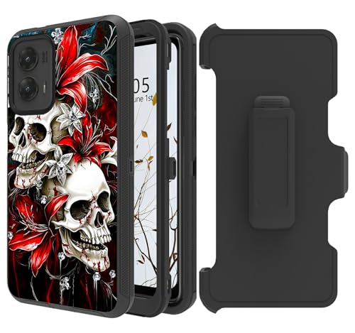 Dikoer Gürtelclip-Holster-Schutzhülle für Motorola Moto Edge 5G 2024, 16,8 cm (6,6 Zoll), mit 360 Grad drehbarem Ständer, Rundumschutz, stoßfest, Ständer, robuste Schutzhülle für Damen und Herren von Dikoer