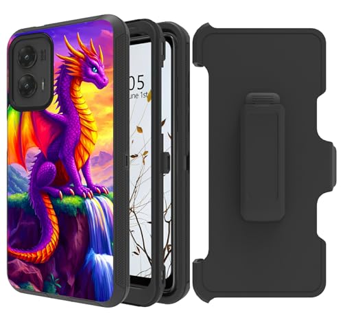 Dikoer Gürtelclip-Holster-Schutzhülle für Motorola Moto Edge 5G 2024, 16,8 cm (6,6 Zoll), mit 360 Grad drehbarem Ständer, Rundumschutz, stoßfest, Ständer, robuste Schutzhülle für Damen und Herren von Dikoer