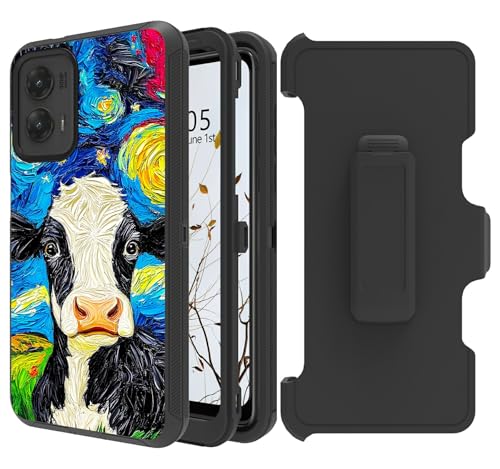 Dikoer Gürtelclip-Holster-Schutzhülle für Motorola Moto Edge 5G 2024, 16,8 cm (6,6 Zoll), mit 360 Grad drehbarem Ständer, Rundumschutz, stoßfest, Ständer, robuste Schutzhülle für Damen und Herren von Dikoer