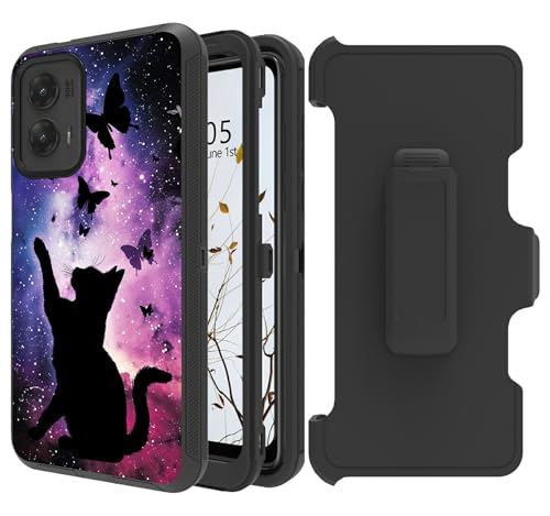 Dikoer Gürtelclip-Holster-Schutzhülle für Motorola Moto Edge 5G 2024, 16,8 cm (6,6 Zoll), mit 360 Grad drehbarem Ständer, Rundumschutz, stoßfest, Ständer, robuste Schutzhülle für Damen und Herren von Dikoer