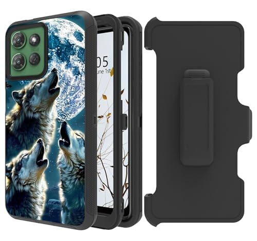 Dikoer Gürtelclip-Holster-Schutzhülle für Motorola Moto G Stylus 5G 2025, mit 360 Grad drehbarem Ständer, Rundumschutz, stoßfest, Ständer, robuste Schutzhülle für Damen und Herren, Wolfsmond Dikoer Gürtelclip-Holster-Schutzhülle für Motorola Moto G Stylus 5G 2025, mit 360 Grad drehbarem Ständer, Rundumschutz, stoßfest, Ständer, robuste Schutzhülle für Damen und Herren, Wolfsmond von Dikoer