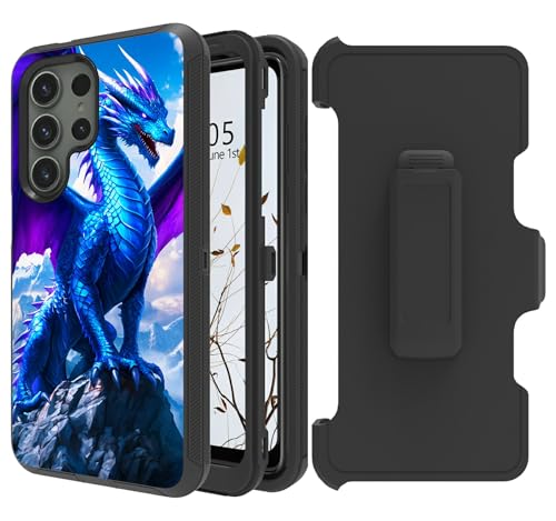 Dikoer Gürtelclip-Holster-Schutzhülle für Samsung Galaxy S24 Ultra 5G, 17,3 cm (6,8 Zoll), mit 360 Grad drehbarem Ständer, Rundumschutz, stoßfest, Ständer, robuste Schutzhülle für Damen und Herren von Dikoer