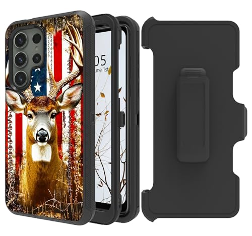 Dikoer Gürtelclip-Holster-Schutzhülle für Samsung Galaxy S24 Ultra 5G, 17,3 cm (6,8 Zoll), mit 360 Grad drehbarem Ständer, Rundumschutz, stoßfest, Ständer, robuste Schutzhülle für Damen und Herren von Dikoer