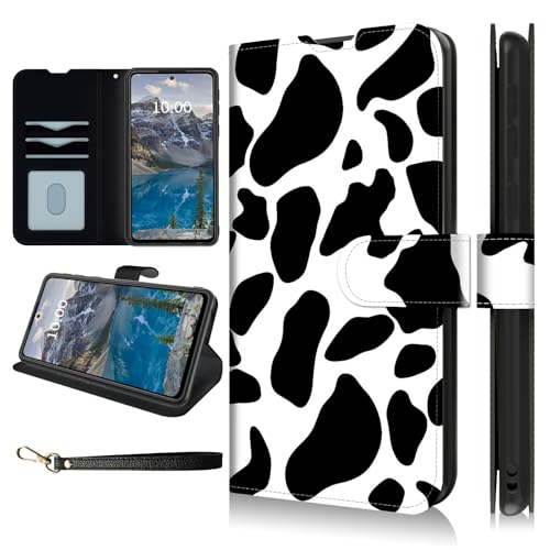 Dikoer Schutzhülle für Motorola G Play 5G 2025/Moto G Power 5G 2025, 17,3 cm (6,8 Zoll), Brieftaschen-Schutzhülle mit Handschlaufe, Flip-Cover mit Ständer, Kartenfächern, PU-Leder, stoßfest, Kuhmuster von Dikoer