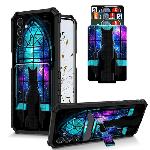 Dikoer Schutzhülle für Samsung Galaxy A16 5G 17 cm (6,7 Zoll) mit Ständer und Kartenhalter, zweilagiges, hartes Polycarbonat, weiches TPU, robuste, stoßfeste Schutzhülle für Samsung A16 5G für Damen von Dikoer