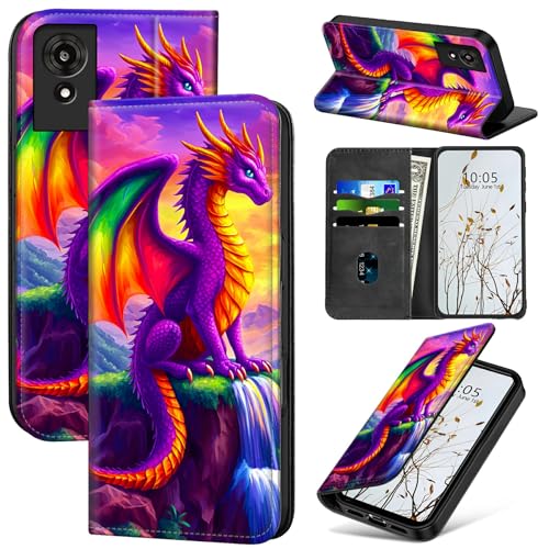 Dikoer Schutzhülle für TCL K24 16,8 cm (6,6 Zoll) Damen und Herren, Flip-Cover mit Ständer, Kartenfächern, Magnetverschluss, stoßdämpfender Schutz, Handyhülle für TCL 50 LE/TCL K24/TCL K23, lila von Dikoer
