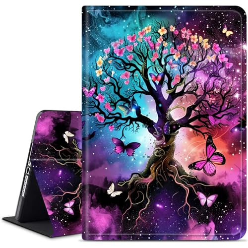 Dikoer Schutzhülle für iPad (A16) 11. Generation 11 Zoll 2025/iPad 10. Generation 10,9 Zoll 2022 Tablet-Hülle, schmaler Ständer, Leder, Smart Cover mit automatischer Wake/Sleep, Schmetterlingsbaum-Sub von Dikoer