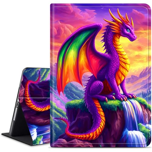 Dikoer Schutzhülle für iPad (A16) 11. Generation 11 Zoll 2025/iPad 10. Generation 10,9 Zoll 2022 Tablet-Hülle, schmaler Ständer, Leder, Smart Cover mit automatischer Wake/Sleep, Lila Dragon Sky von Dikoer