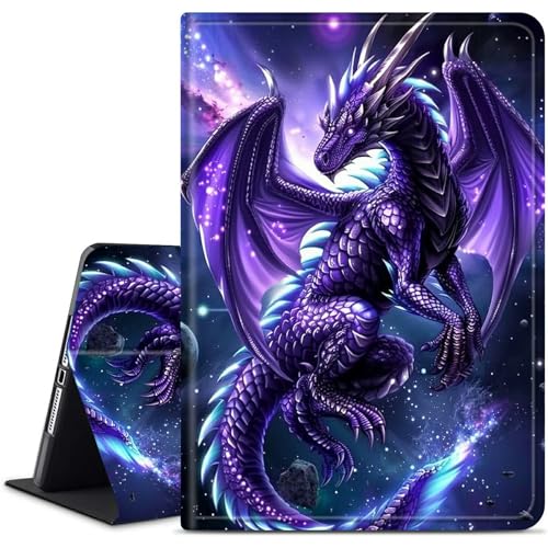 Dikoer Schutzhülle für iPad (A16) 11. Generation 11 Zoll 2025/iPad 10. Generation 10,9 Zoll 2022 Tablet-Hülle, schmaler Ständer, Leder, Smart Cover mit automatischer Wake/Sleep, Purple Dragon von Dikoer