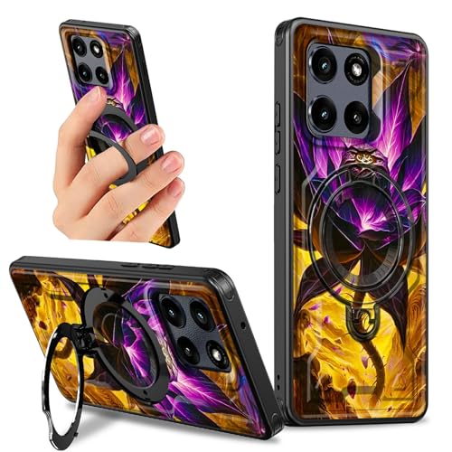 Dikoer Schutzhülle mit Ständer für Motorola Moto G Stylus 5G 2025, 17 cm (6,7 Zoll), mit 360 Grad drehbarem Ringhalter, Ständer, für Damen und Herren, robust, hart, stoßfest, violetter Flaming Lotus von Dikoer