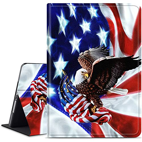 Hülle für iPad 9th Generation 2021/iPad 8th Generation 2020/iPad 7th Generation 2019 Tablet, Dikoer Slim Adjustable Stand Back Shell Protection Smart Cover for iPad 10.2 Inch, Eagle on American Flag von Dikoer