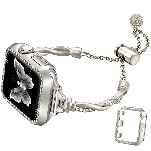 Dilando Starlight-Armband, kompatibel mit Apple Watch, 41 mm, 40 mm, 38 mm, 44 mm, 45 mm, 42 mm, Damen, glitzernd, elegant, Strass-Hülle für iWatch SE und Serie 9, 8, 7, 6, 5, 4, 3, 2, 1 von Dilando