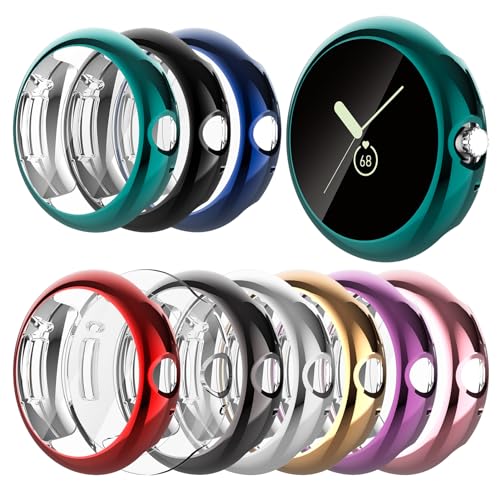 Dilhvy 10 Stück Hülle mit Displayschutz Kompatibel mit Google Pixel Watch 3 2 1 41mm Schutzhülle,Soft TPU Slim Plattierte Displayschutzfolie Case für Google Pixel Watch 3 2 1 41mm von Dilhvy