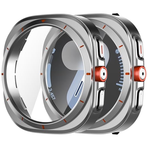 Dilhvy 2 Stück Hülle für Samsung Galaxy Watch 7 40mm Schutzhülle【Verwandlung in Ultra 47mm Upgrade】,Displayschutz Bumper Einzigartiges Design mit Glas Displayschutzfolie für Damen und Herren von Dilhvy