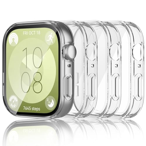 Dilhvy [4-Stück] Hülle Kompatibel mit Huawei Watch Fit 3 Schutzhülle, Flexibles TPU Vollschutz Display Schutz Schutzfolie Full Coverage Stoßfestes Displayschutz (klar+klar+klar+klar) von Dilhvy