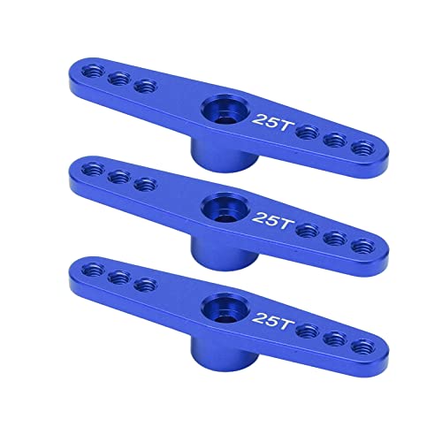 25T Metall Servoarm, 3Pcs / Set Aluminium RC Servo Arm Horn mit CNC-Bearbeitung 1/10 RC Auto Upgrade Teil(Blau) von Dilwe