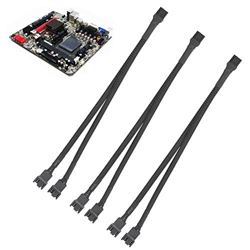 3 teiliges Lüfteradapterkabel, 2 in 1 Universal Motherboard Kabel, 4 poliges bis 4 poliges + 3 poliges Messing Konverterkabel aus verzinntem Messing, PVC isoliertes Motherboard Verlängerungskabel von Dilwe