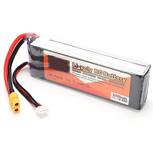 3S Lipo Akku, 5000mAh - 40C - 11,1V - XT60 Stecker - Li-Batterie für RC Auto, RC Flugzeug, RC Hubschrauber, RC Hobby von Dilwe