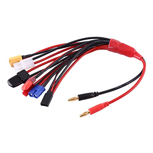 8 in 1 Lipo Akku Ladekabel, 4mm Bananenstecker auf T-Dean + XT60 Stecker + EC3 Stecker + Futaba + JST Stecker + TRX + Zwei DIY blanker Draht Set Kit Multi Ladekabel für IMAX B6 Ladegerät von Dilwe