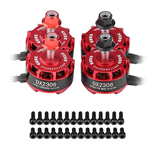 DX2306 Brushless Motor Set, 2400KV 2-4S CW CCW - Hohe Leitfähigkeit - Geringen Widerstand - Metall RC Motor für X210 / X220 / X250 FPV Racing Drohne, 4 Pcs/Set von Dilwe