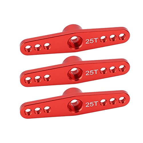 25T Metall Servoarm, 3Pcs / Set Aluminium RC Servo Arm Horn mit CNC-Bearbeitung 1/10 RC Auto Upgrade Teil(rot) von Dilwe