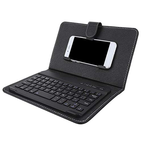 Dilwe Bluetooth Tastatur, kabellose Spanische Tastatur, Tragbare Tastatur mit Lederschutzhülle Handyhalter Geeignet für Smartphones, Laptops und Tablets von Dilwe