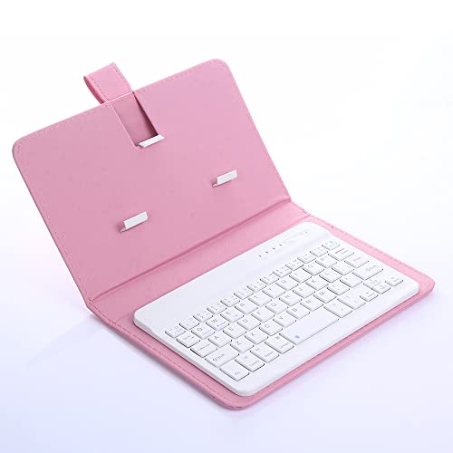 Dilwe Drahtlose Bluetooth-Tastaturhülle, abnehmbare Bluetooth-Tastatur mit Flip-Case-Abdeckung, universelle Tablet-Tastaturhülle für iOS, Android, Windows(Rosa) von Dilwe