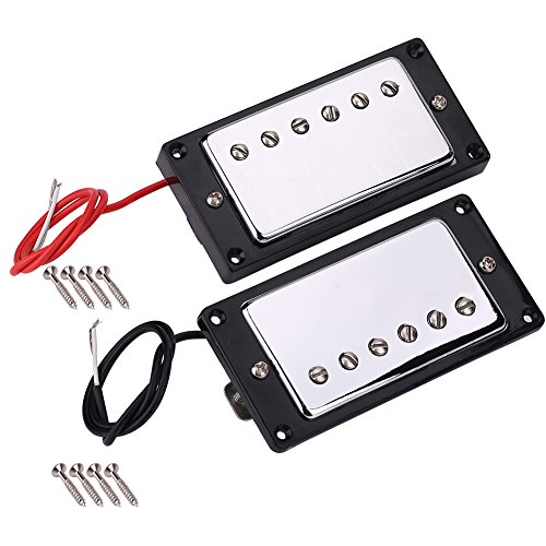 Gitarren-Tonabnehmer aus verchromtem Metall mit Hals und Steg für LP E-Gitarren Gitarren-Tonabnehmer aus verchromtem Metall mit Hals und Steg für LP E-Gitarren von Dilwe