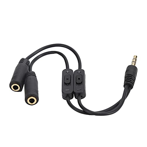 Dilwe Kopfhörer-Splitter 3,5-mm-Audio-Stereo-Y-Splitter-Verlängerungskabel Paar Kopfhörer-Konverterkabel Stecker auf Buchse Dual-Kopfhörerbuchsen-Adapter mit Schalter von Dilwe