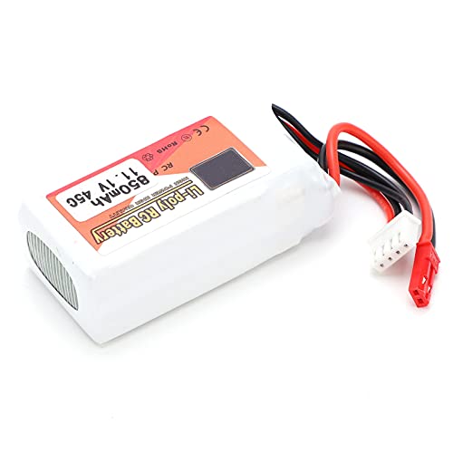 Dilwe Lipo Akku, 11.1V 850mAh 45C Li‑Polymer Lipo Akku JST Stecker für RC Cars Boote Helikopter von Dilwe