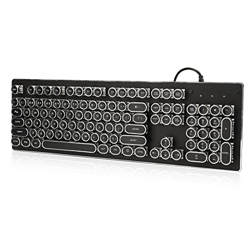 Dilwe Mechanische Retro-Tastatur mit Kabel,104 Tasten mit mechanischer Welle Gaming Tastatur,Hintergrundbeleuchtung/wasserdicht/staubdicht/Plug-and-Play/Ergonomische Tastatur,für Desktop und Notebook von Dilwe