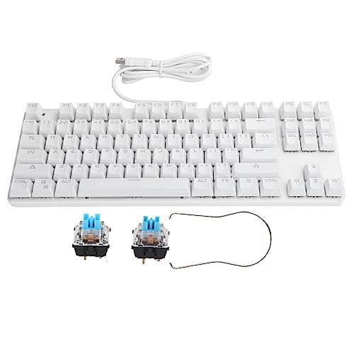 Dilwe Mechanische Tastatur, 87 Tasten Blauer Schalter Mechanische Tastatur, USB 2.0 Verdrahtet Bunte Gaming-Tastatur mit Voller Hintergrundbeleuchtung Bürobedarf Computerteile von Dilwe