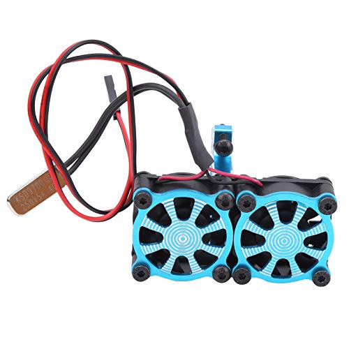 Dilwe Motorkühler, doppelter RC-Motorkühlventilator Einstellbarer Motorkühler Upgrade Ersatzteile Kompatibel mit 1/10 RC Car(Blau) von Dilwe
