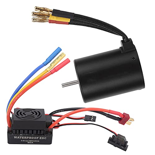 RC Brushless Motor Set, 60A Brushless ESC + Wasserdichter 4500KV Brushless Motor 1/8 1/10 RC Truck Zubehör RC Brushless Motor Set, 60A Brushless ESC + Wasserdichter 4500KV Brushless Motor 1/8 1/10 RC Truck Zubehör von Dilwe