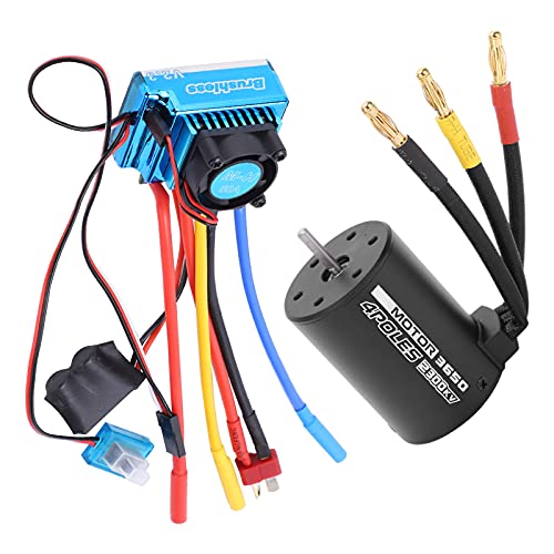 Dilwe RC Motor und ESC Set, 80A ESC Combo Set + 2300KV Wasserdichter 4 Pole Brushless Motor für 1/10 RC Auto 2-3S Lithium Batterie von Dilwe