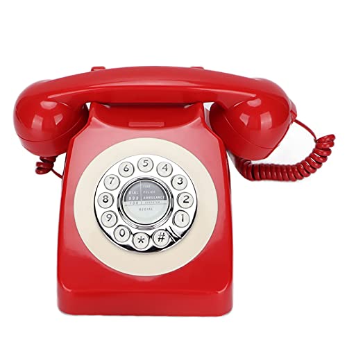 Dilwe Schnurgebundenes Retro-Telefon Schnurgebundenes Heimtelefon Klassisches Vintage Altes Kabelgebundenes Festnetztelefon für Wohnzimmer, Schlafzimmer, Arbeitszimmer, Büro, Geschenke Usw(rot) von Dilwe