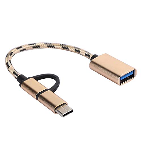 Dilwe Typ-C 2-in-1-OTG-Übertragungskabeladapter, USB 3.0 OTG-Ersatzdatenkabel, 17 cm USB3.0 5 Gbit/s elektronischer Micro-Typ-C-Übertragungsanschluss für Telefone und Tablets(Gold) von Dilwe