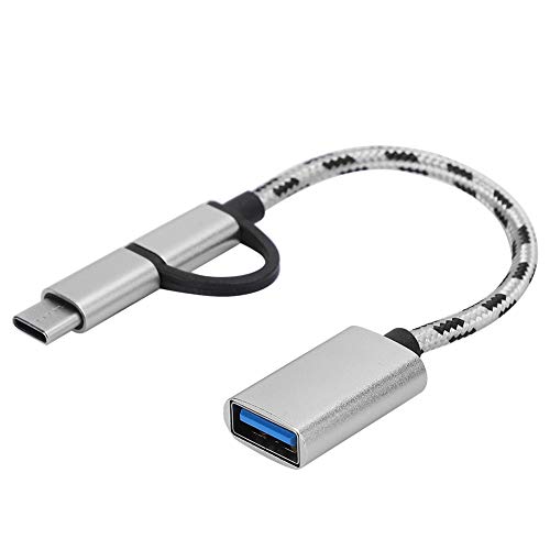 Dilwe Typ C 2 in 1 OTG Übertragungskabeladapter, USB 3.0 OTG Ersatzdatenkabel, 17 cm USB3.0 5 Gbit/s elektronischer Micro Typ C Übertragungsanschluss für Telefone und Tablets(Grau) von Dilwe