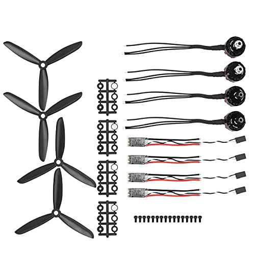 Drone Motor Set, 2205 2300 KV Alu CW(2X) + CCW(2X) Motor(28x18mm) + 20A Brushless ESC(4X) + Propeller(4X) + Paddelzubehör(4X) + Schrauben(16x) Kit Set RC Drohnen Zubehör von Dilwe