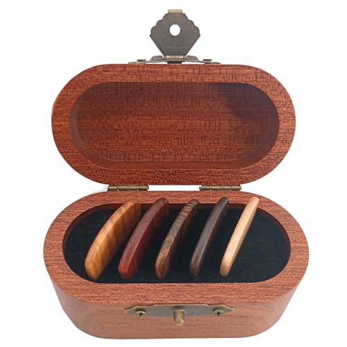 Gitarrenplektrenbox aus Holz, Handgefertigt mit Einzigartigem Design, Tragbarer Aufbewahrungsbehälter für Zubehör (1 Box mit 5 Plektren) von Dilwe