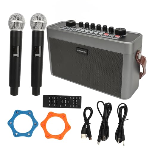 Karaoke-Maschine, All-in-One-Karaoke-Maschine mit 2 Kabellosen Mikrofonen, Tragbare Karaoke-Maschine für Live-Streaming-Singen von Dilwe